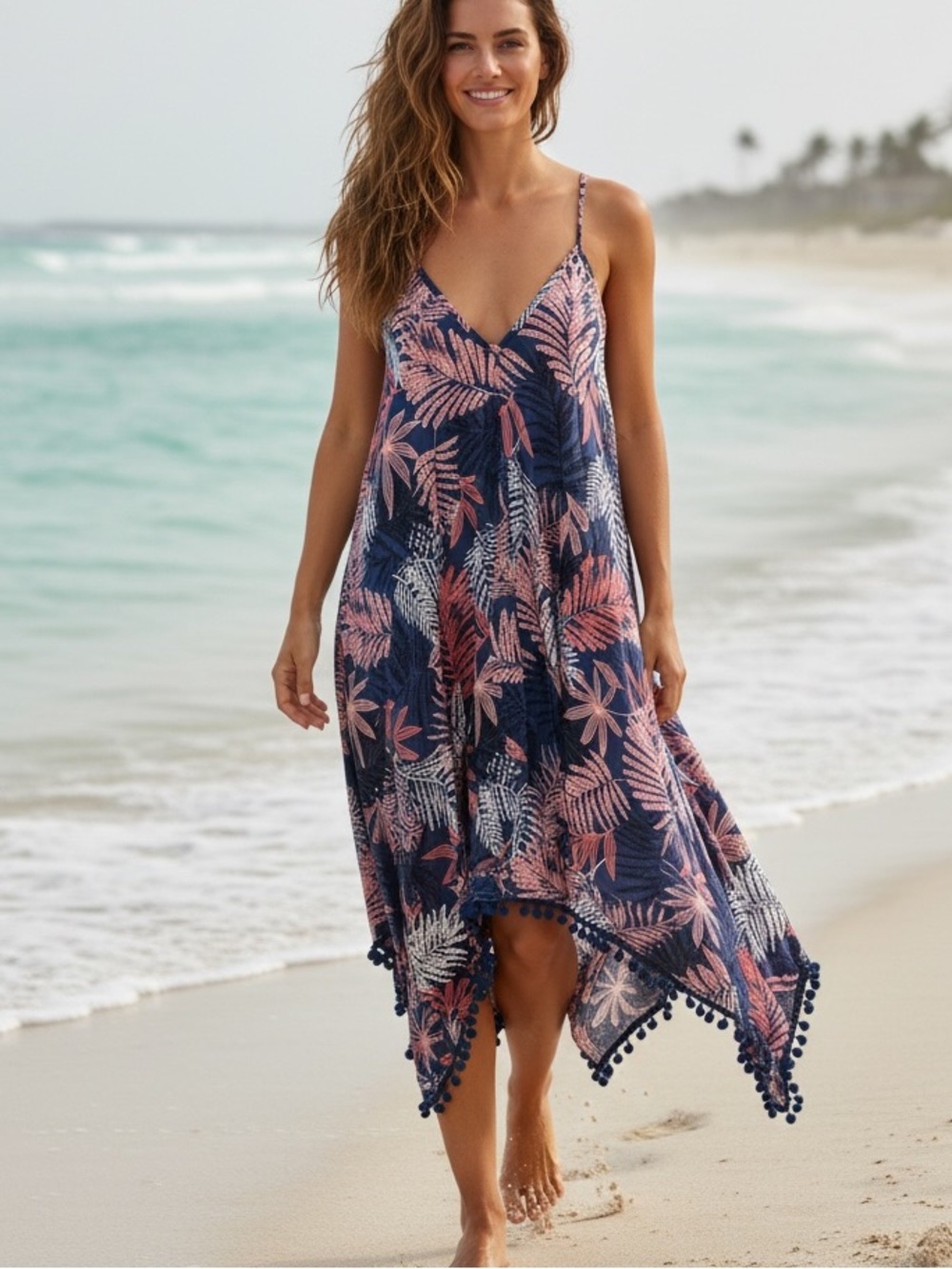 Goa Beachwear By Japna | Handkerchief Hem Tropical Floral Dress - NWT -Vacation
